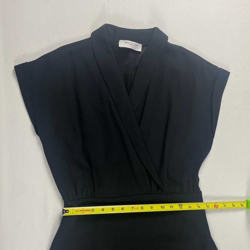 MM La Fleur Tory Dress Faux Wrap Office Black Size 6 - Picture 8 of 9